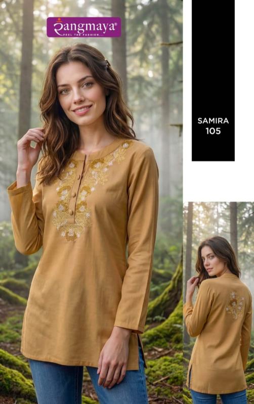 Rangmaya samira short top wholesale reyon kurti